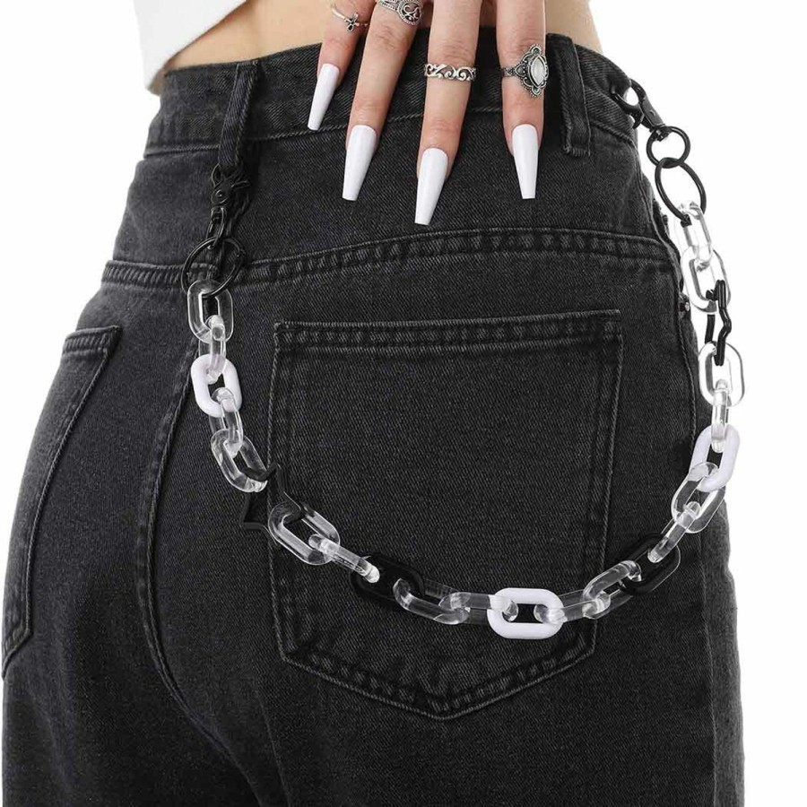 Body Chains | Tgirls Tgirls Hip Hop Pants Chain Acrylic Jean Chain For Women Punk Pocket Chains For Men Layered Goth Keychains Colorful Trouser Chain Rock Wallet Chain Body Accessories For Girls (3 Pearl)