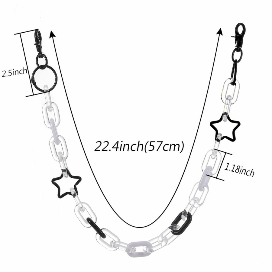 Body Chains | Tgirls Tgirls Hip Hop Pants Chain Acrylic Jean Chain For Women Punk Pocket Chains For Men Layered Goth Keychains Colorful Trouser Chain Rock Wallet Chain Body Accessories For Girls (3 Pearl)