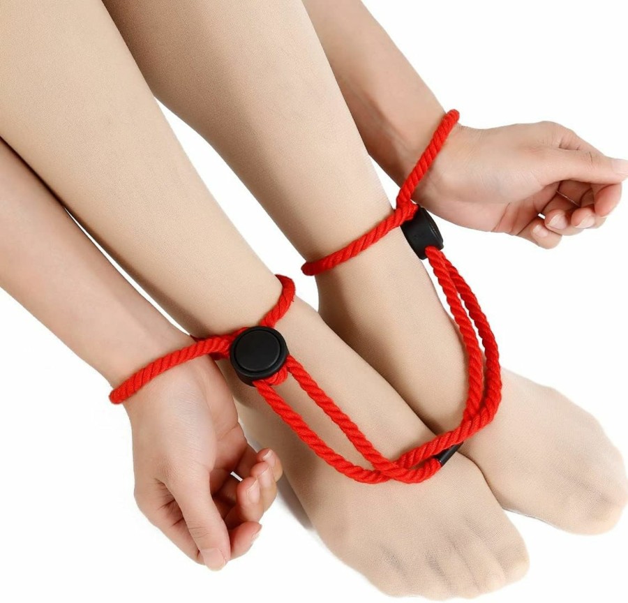 Body Chains | eartif Eartif Rope Bracelet Anklets For Women Body Chain Red Fluffy Handcuffs Belt Rave Body Accessories Adjustable Jewelry