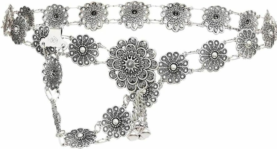 Body Chains | idealway Idealway Bohemian Vintage Body Chain Silver Sun Flower Belt Chain Women Jewelry (1)