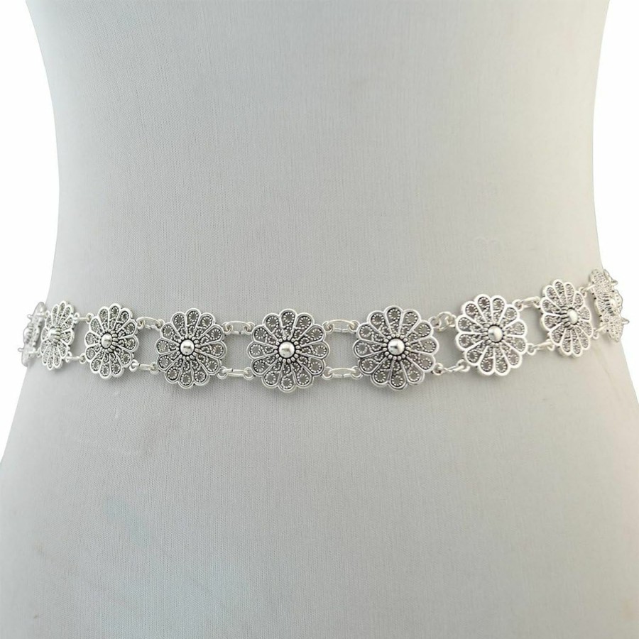 Body Chains | idealway Idealway Bohemian Vintage Body Chain Silver Sun Flower Belt Chain Women Jewelry (1)