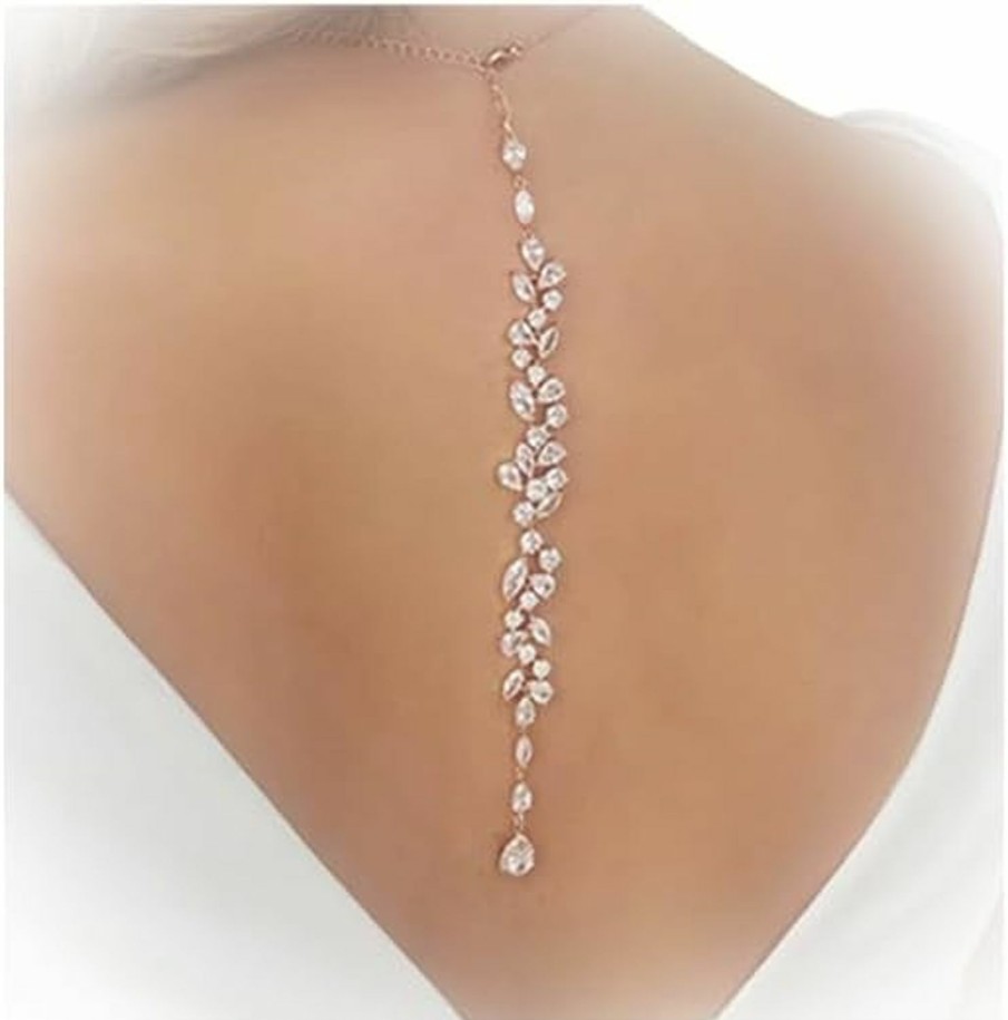 Body Chains | Rotaiboes Bride Backless Rhinestone Waterdrop Body Chain Belly Waist Necklace