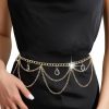 Body Chains | Jerany Jerany Rhiestone Waist Chain Belt Layered Body Chain Gold Belly Chain Sexy Waist Jewelry Crystal Belly Body Chain Party Beach Nightclub Body Accessories For Women And Girls