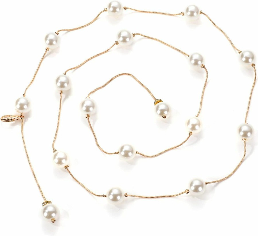 Body Chains | eartif Pearl Waist Chain Belly Chain Belt Body Chain Accessories For Women Fashion Colorfast Pearl Body Chain Jewelry Women'S Metal Chain Flower Pearl Belts Silver