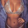 Body Chains | Salliy Aiosy Boho Body Chain Bra Silver Sexy Rhinestone Bikini Bra Body Halter Backless Sequins Chain Bra Beach Body Accessories Jewelry For Women And Girls (Silver Bra)