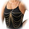 Body Chains | Zangoiry Summer Multi-Layer Harness Chest Body Chain Metal Tassel Shoulder Body Chain Bikini Beach Bra Body Chain Bridal Wedding Lingerie Chain Jewelry For Women