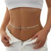 Body Chains | Lirgoriy Lirgoriy Multi-Layered Body Chain Herringbone Belly Waist Chain Gold/Silver Plated Snake Waist Chain Women'S Summer Beach Bikini Charm Belly Waist Chain Body Jewelry Belt