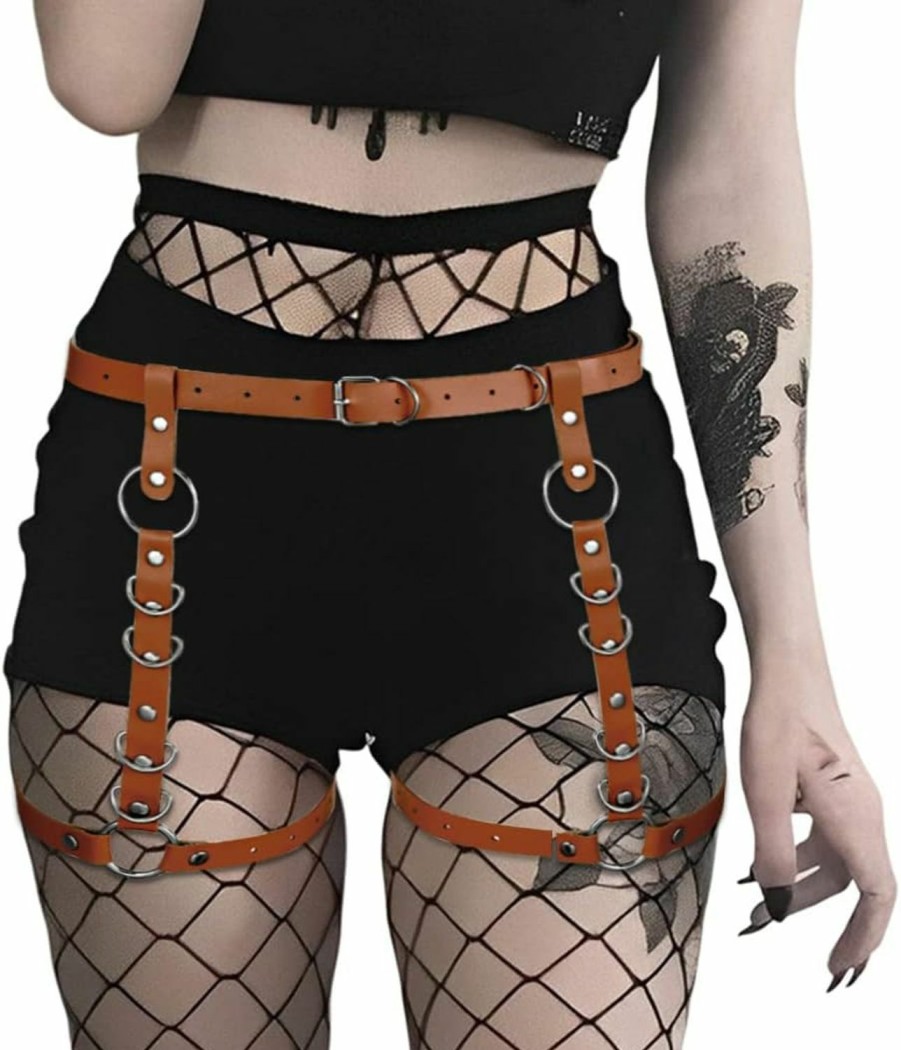 Body Chains | BODIY Bodiy Punk Waist To Leg Belts Leather Loop Rave Belt Goth Thigh Accessory Body Chain For Women And Girls