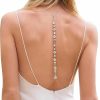 Body Chains | Cusmyre Luxury Rhinestone Back Chain Necklace Bridal Wedding Backdrop Chain Crystal Choker Long Body Chain Necklace Rhinestone Waist Belly Chain Jewelry For Women (Gold)