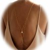 Body Chains | DarBudMay Wedding Rhinestone Back Chain Necklace Layered Bridal Multi Layered Pearl Back Chain Rhinestone Backdrop Necklace Body Chain Crystal Waist Chain Jewelry For Women