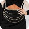 Body Chains | DRESBE Dresbe Rhinestone Waist Belt Chain Gold Layered Body Chain Chunky Party Body Jewelry Accessories For Women