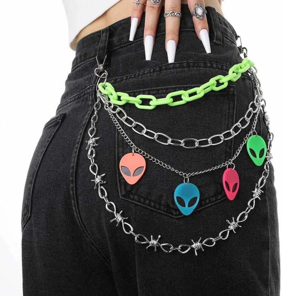 Body Chains | Tgirls Tgirls Hip Hop Pants Chain Goth Jean Chains Star Punk Pocket Chain For Women Layered Acrylic Keychains Cute Trouser Chain Rock Wallet Chain For Men Waist Body Accessories For Girls