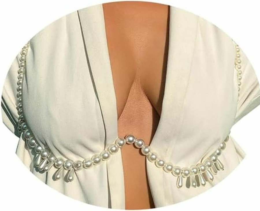 Body Chains | Rotaiboes Elegant Bra Body Chain Jewelry Summer Beach Crystal Beads Chest Chain Sexy Pearl Body Chain Necklace Bikini Lingerie Chain Rave Outfits Body Accessories Jewelry For Women (Body)