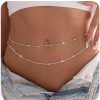 Body Chains | BERISO Body Chains For Women,14K Gold Dainty Boho Layered Beach Waist Chain Adjustable Bikini Belly Chain For Women