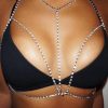 Body Chains | Blindery Blindery Rinestone Body Chains Sexy Body Chain Bra Layered Body Jewelry Crystal Bikini Body Necklace Nightclub Party Waist Chain For Women (Gold)