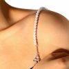 Body Chains | Riymusry 2Pcs Simple Pearl Bra Shoulder Straps Bikini Pearl Shoulder Strap Chain Summer Lingerie Chain Bridal Wedding Dress Beaded Shoulder Chain For Women Body Jewelry (Silver)