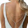 Body Chains | Leivkatuy Elegant Wedding Rhinestone Back Chain Necklace Multi Layered Bridal Crystal Back Chain Jewelry Rhinestone Backdrop Necklace Crystal Shoulder Necklace Body Chain Jewelry For Women (Silver)