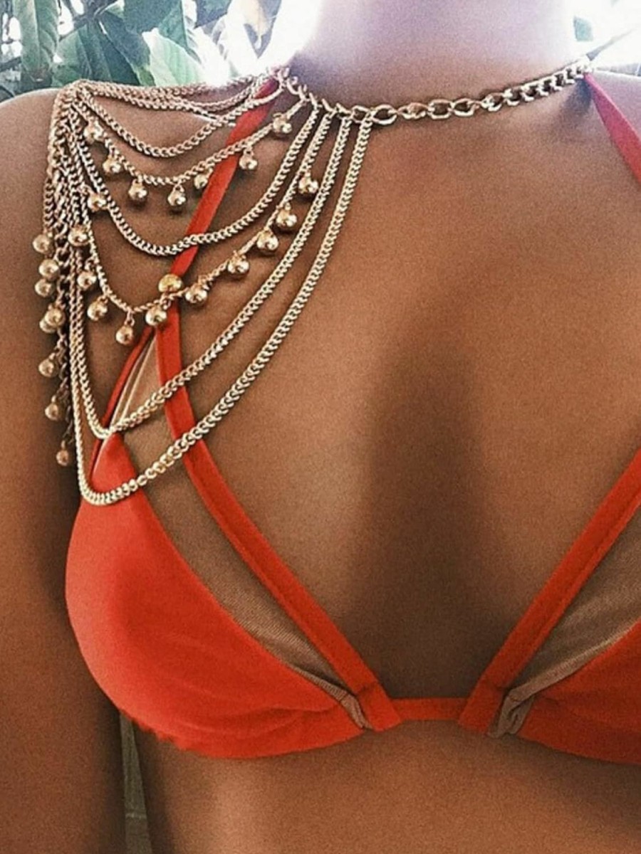 Body Chains | CareUToo Layered Tassels Gold Body Chain Multilayered Link Harness Necklace Fashion Jewelry Belly Waist Bra Boho Hot Bikini Beach For Women Girls