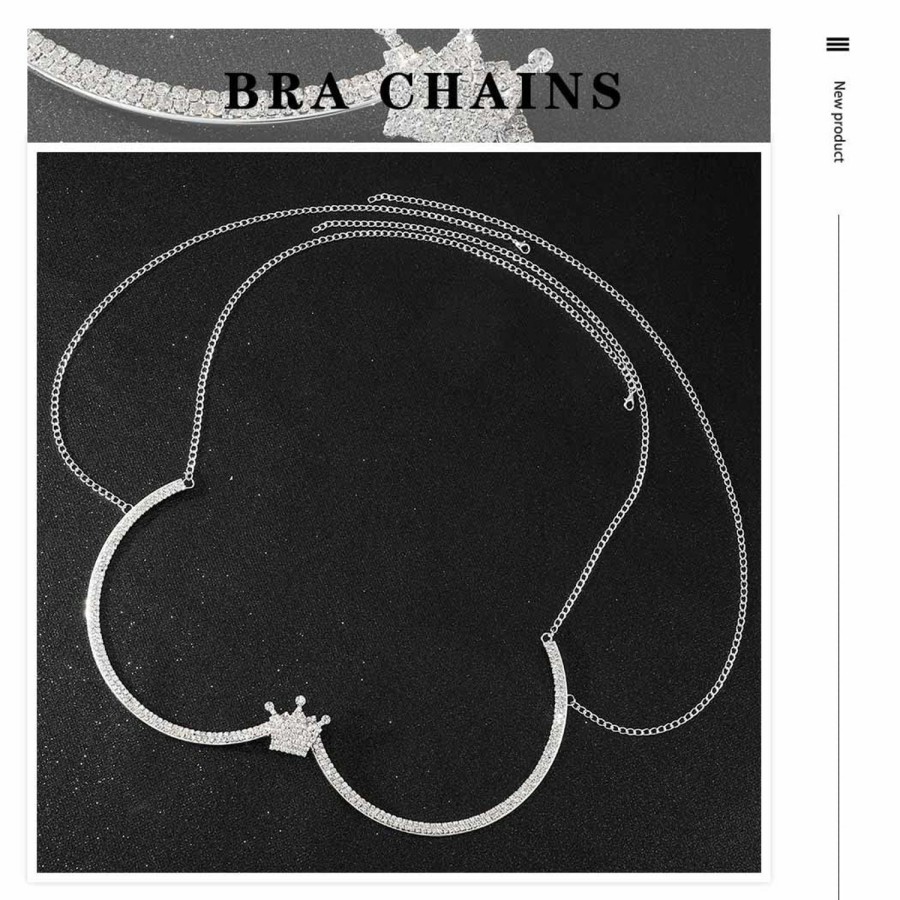 Body Chains | JEWEKY Jeweky Chest Chain Rhinestone Bra Body Chain Sparkly Bikini Bra Chest Chains Silver Chest Bracket Chain Bra Party Body Jewelry Accessories For Women