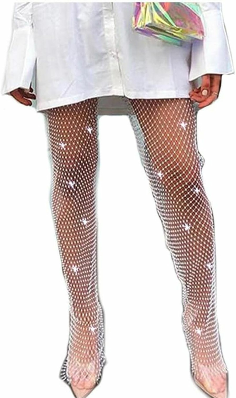 Body Chains | Yokawe Yokawe Rhinestones Fishnet Pants Black Mesh See Through Leggings Nightclub Party Rave Body Accessories Jewelry For Women