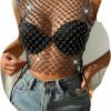 Body Chains | luyawang Women Mesh Body Chains Rhinestone Sleeve Crystal See Through Fishnet Bikinicrop Top Suit For Daily Or Night Club Jewelry