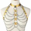 Body Chains | CareUToo Laser Dazzle Punk Leather Body Chain Belt Leather Chest Chain Shoulder Bra Harness Chain Body For Women And Girls