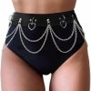 Body Chains | REETAN Reetan Punk Body Chains Black Layered Waist Chain Leather Belt Belly Chains Rave Party Body Jewelry Accessories For Women And Girls