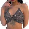 Body Chains | Yokawe Yokawe Sexy Crystal Bra Body Chain Black Sparkly Rhinestone Bikini Chains Bra Crop Top Party Rave Festival Nightclub Body Accessories Jewelry For Women And Girls (Black)