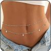 Body Chains | Yonamix Yonamix Boho Waist Chain Silver Turquoise Belly Chain Layered Body Chains Bikini Beach Body Jewelry Accessories For Women And Girls