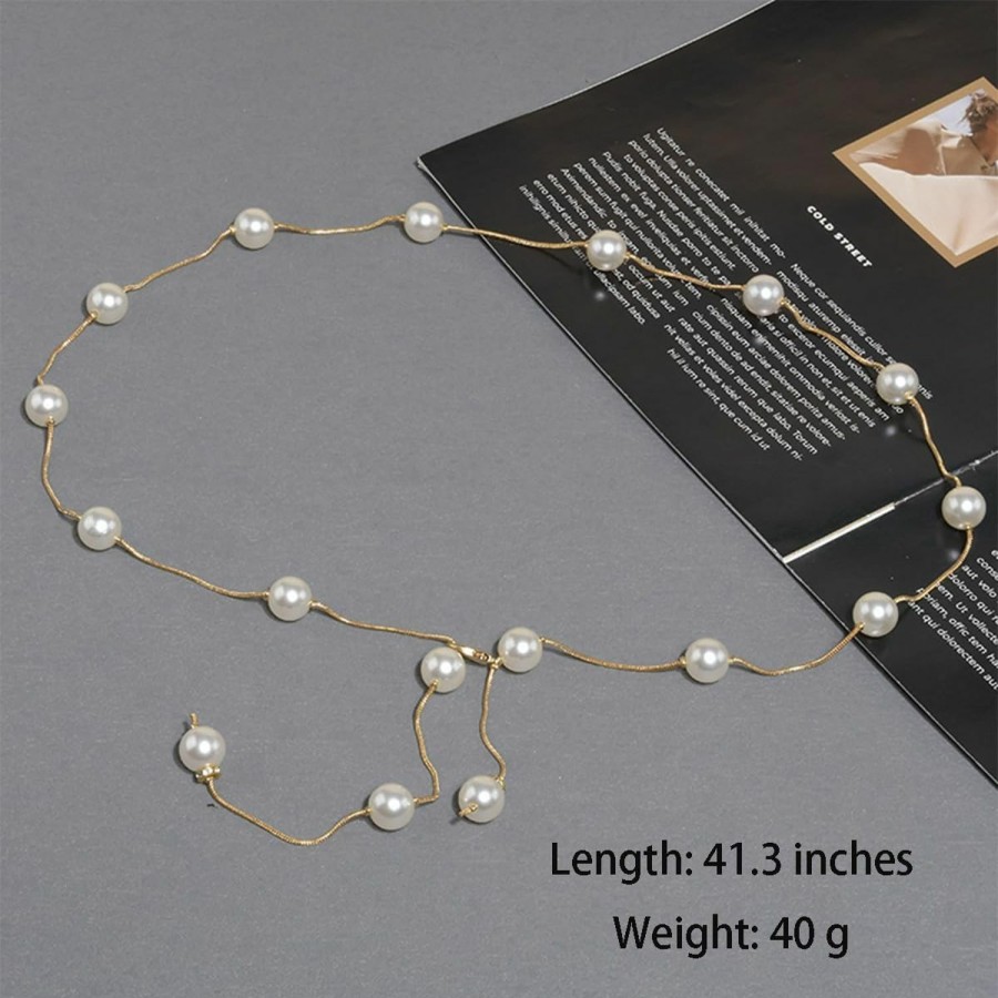 Body Chains | eartif Women Pearl Waist Chain For Dresses Adjustable Belly Chains Belt Gold Pearl Body Chain Accessories For Prom Jewelry Gift