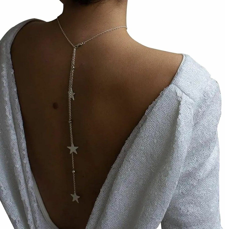 Body Chains | Rotaiboes Rhinestone Crystal Back Chain Jewelry For Women Bride Backless Rhinestone Waterdrop Body Chain Belly Waist Necklace Wedding Dress Accessories