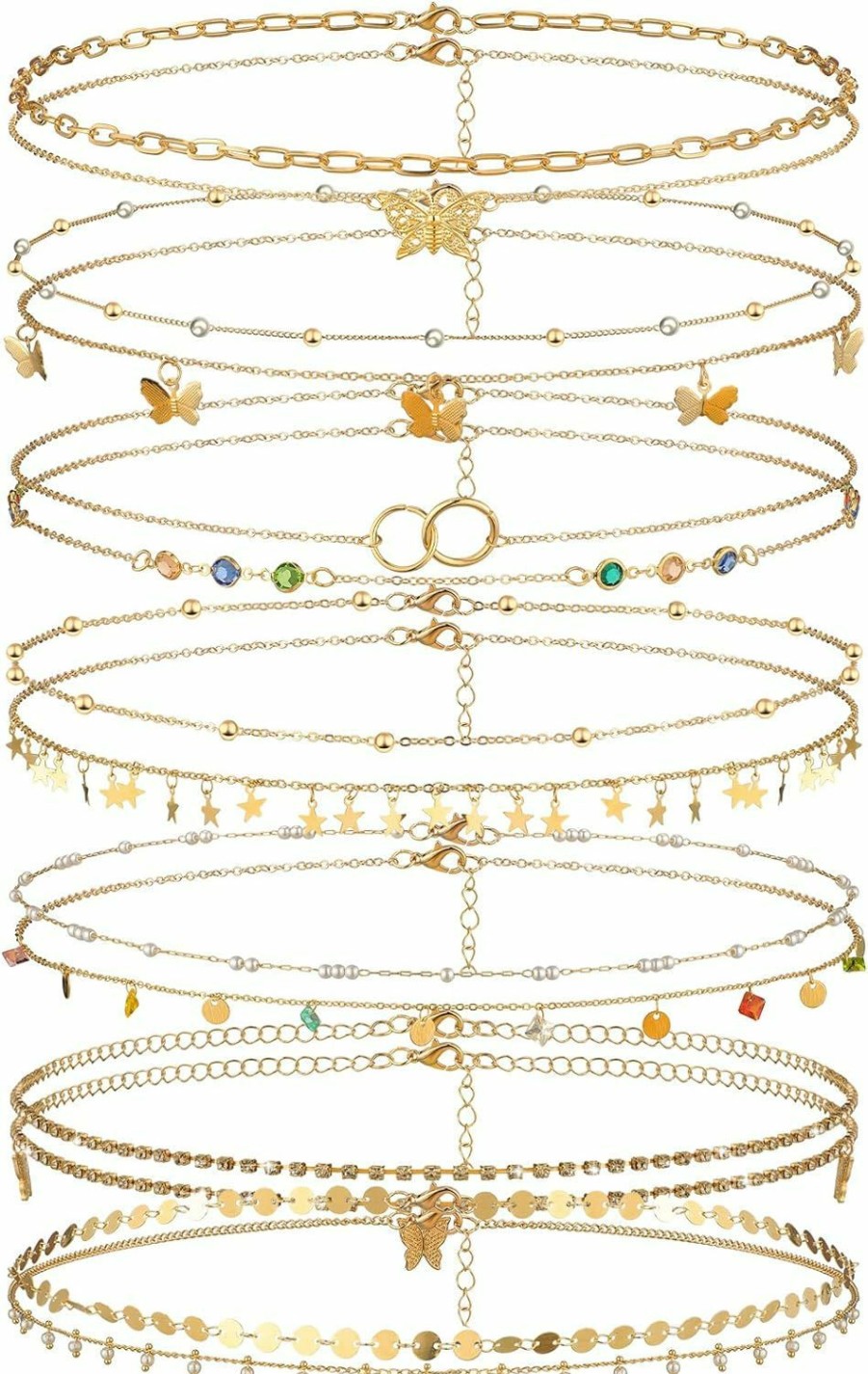 Body Chains | Kigeli Kigeli 14 Pcs 47 Inch Plus Size Belly Chain Adjustable Sequin Waist Chain Beach Bikini Belly Chain Jewelry Gold Body Chain Jewelry For Women And Girls