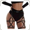 Body Chains | GEMILY Gemliy Leather Waist Chain Punk Body Harness Black Leg Chain Rave Party Halloween Adjustable Leg Harness Belt Caged Body Accessory For Women And Girls