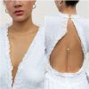 Body Chains | Andelaisi Andelaisi Boho Pearl Back Necklace Long Pearl Backdrop Necklace Gold Pearl Back Chain Necklace Vintage Pearl Body Chain Necklace Summer Body Jewelry For Women And Girls