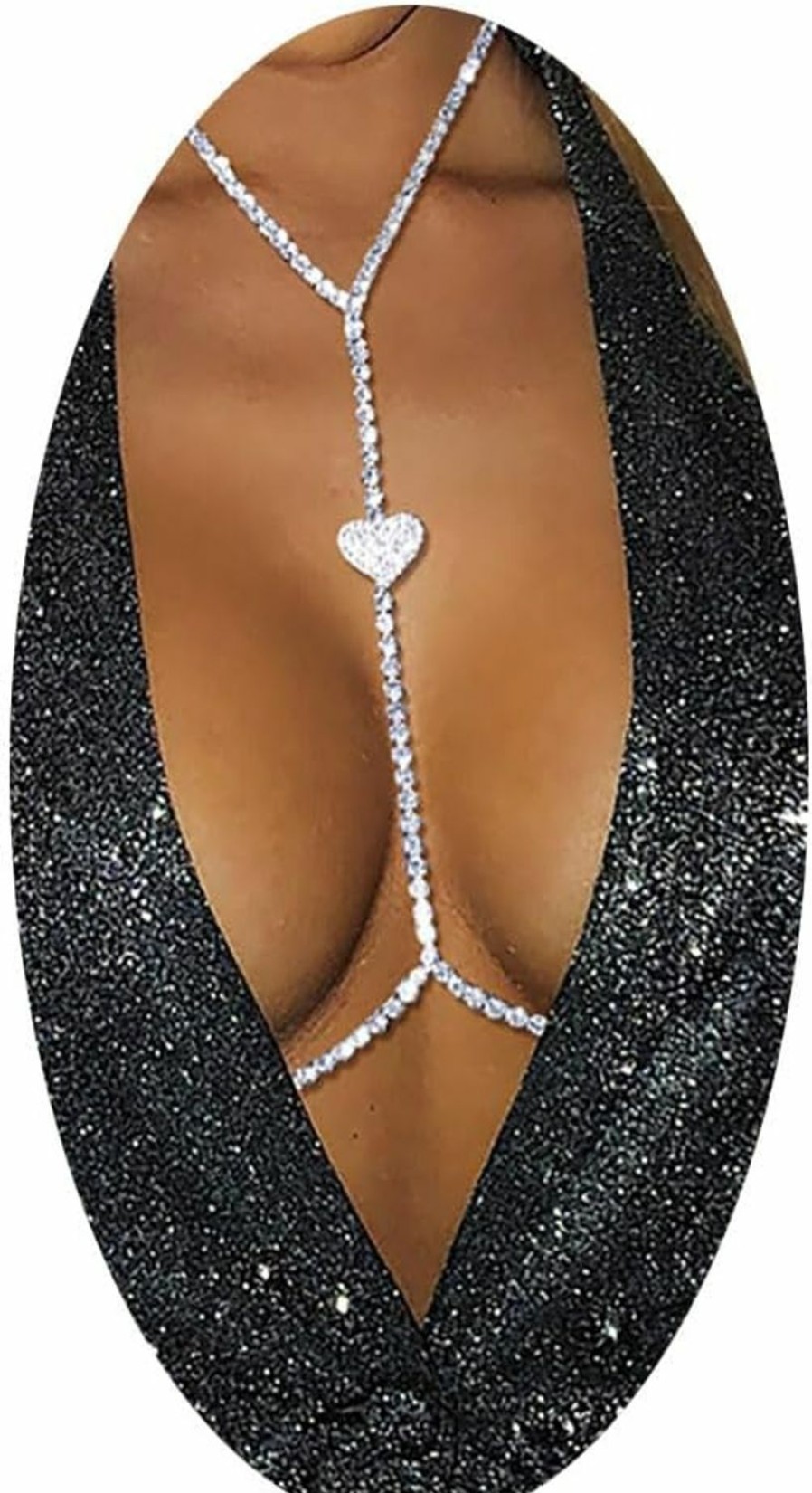 Body Chains | SRMIRO Sexy Heart Rhinestone Body Chain Women Sumner Beach Bikini Chest Chain Nightclub Waist Chain Belly Chain Body Chain Jewelry