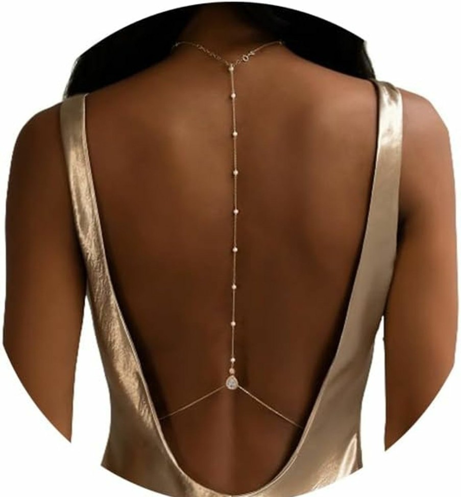 Body Chains | Rotaiboes Bride Backless Rhinestone Waterdrop Body Chain Belly Waist Necklace