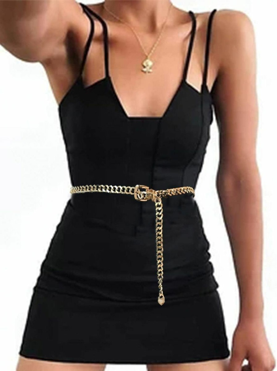 Body Chains | COSYDAYS Cosydays Boho Belly Chain Gold Metal Belt Body Chain Chunky Belly Link Waist Party Sexy Body Chain Jewelry For Women And Girls (A-Metal Belt)