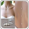 Body Chains | Andelaisi Andelaisi Boho Pearl Back Necklaces Long Pearl Cz Backdrop Necklaces Silver Pearl Back Chain Necklace Vintage Crystal Body Chain Necklace Summer Body Jewelry For Women And Girls