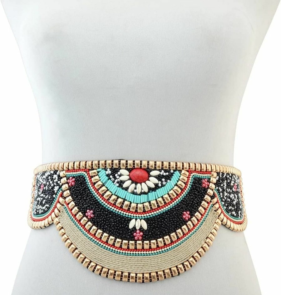 Body Chains | idealway Idealway Bohemian Women Belt Ethnic Beaded Elastic Stretch Adjustable Belt Waist Belly Chain Body Jewelry (C)