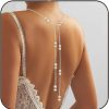 Body Chains | JAKAWIN Jakawin Bride Wedding Backdrop Necklace Pearl Back Body Chain Jewelry Dainty Prom Bridal Back Pendant Necklaces For Women Bl01