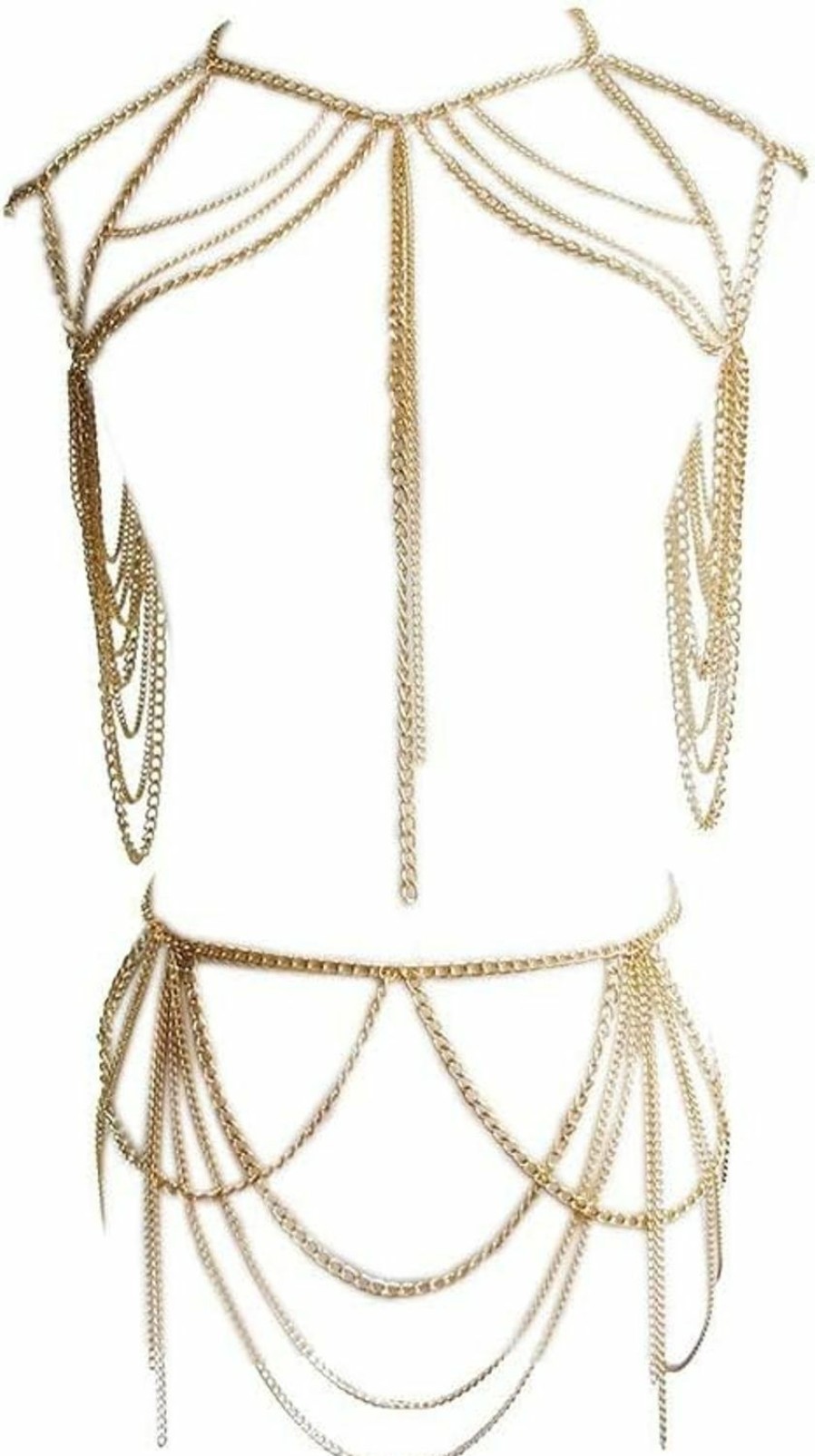 Body Chains | Sinkcangwu Women Fashion Body Chain Set Layered Necklace Bra Chain Summer Sexy Bohemian Jewelry Accessories Beach Party