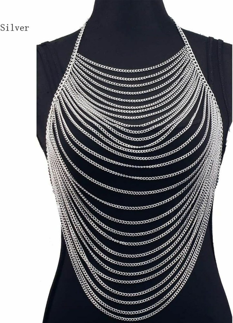 Body Chains | CHRAN Chran Full Body Chain Jewelry For Women Sexy Costume Multilay Silver Metal Chain Harness