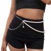 Body Chains | Chargances Chargances Women'S Pearl Waist Chain Multilayer Adjustable Waist Chain Charm Belly Body Chain For Women And Girls