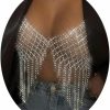 Body Chains | Cusmyre Rhinestone Tassel Bra Body Chain Sexy Bikini Top Shirt Crystal Lingerie Body Chain Festival Rave Fringe Top Body Jewelry Rhinestone Underwear Chain For Women Party