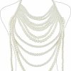 Body Chains | Bmirth Bmirth Pearl Bikini Body Chain Sexy Bra Body Jewelry Pearls Shoulder Necklaces Summer Beach Body Accessories Rave Nightclub Party Body Chains (Tassel Body Chain-1)