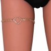 Body Chains | Riymusry Rhinestone Heart Leg Chain Full Gold Rhinestone Thigh Leg Chain Crystal Leg Chain Rhinestone Body Chain Accessories Thigh Jewelry For Women (Crystal Heart Leg Chain)