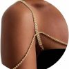 Body Chains | Cusmyre Sexy Multilayer Rhinestone Shoulder Chain Jewelry Bridal Wedding Back Chain Necklace Crystal Tassel Shoulder Body Chain Festival Shoulder Arm Chain Jewelry For Women (Rhinestone-Gold)