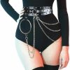 Body Chains | Salliy Salliy Punk Waist Chain Black Leather Body Chain Harness Belly Belt Chains Nightclub Party Body Accessories Jewelry For Women And Girls (R)