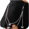 Body Chains | Zehope Zehope Punk Layered Pants Chain Silver Butterfly Wallet Chains Goth Trousers Chian Jewelry For Women And Girls