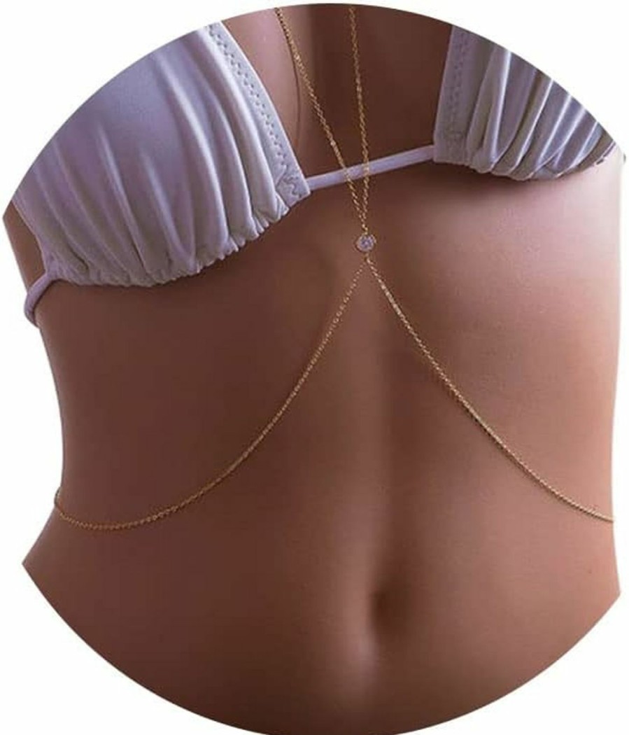 Body Chains | Tgirls Tgirls Dainty Crystal Bikini Body Chain Bra Gold Body Jewelry For Women And Girls